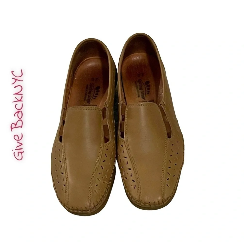 Spring Step Leather Loafer Wedges Size 6.5